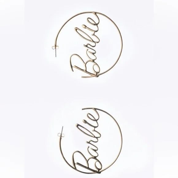 BARBIE™M MATTEL GOLD PLATED HOOP EARRINGS - Picture 1 of 3